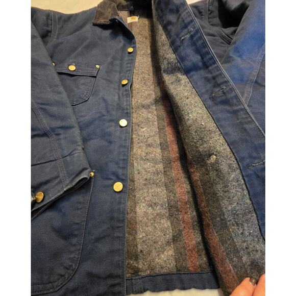 Carhartt Men's Blanket Lined Navy Blue Size 2XL In Great Condition Jacket - Picture 7 of 10